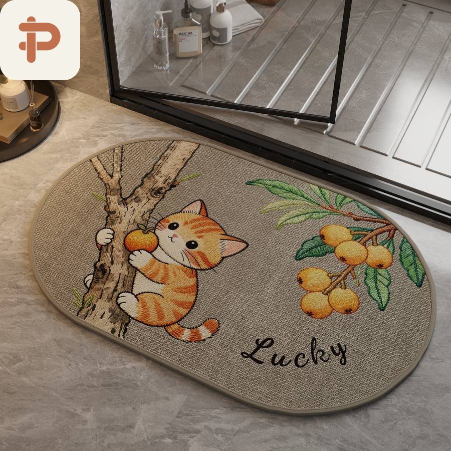 Linen-Look Absorbent Bath Pet Mat