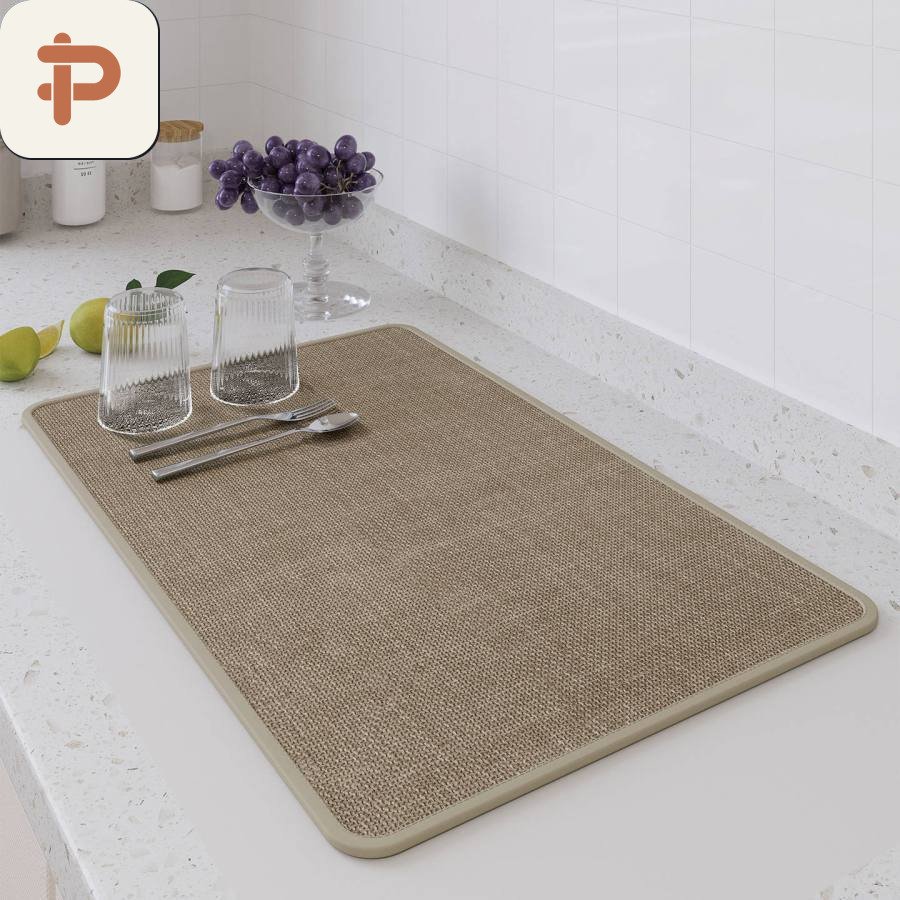 Linen-Look Absorbent Kitchen Drying Mat
