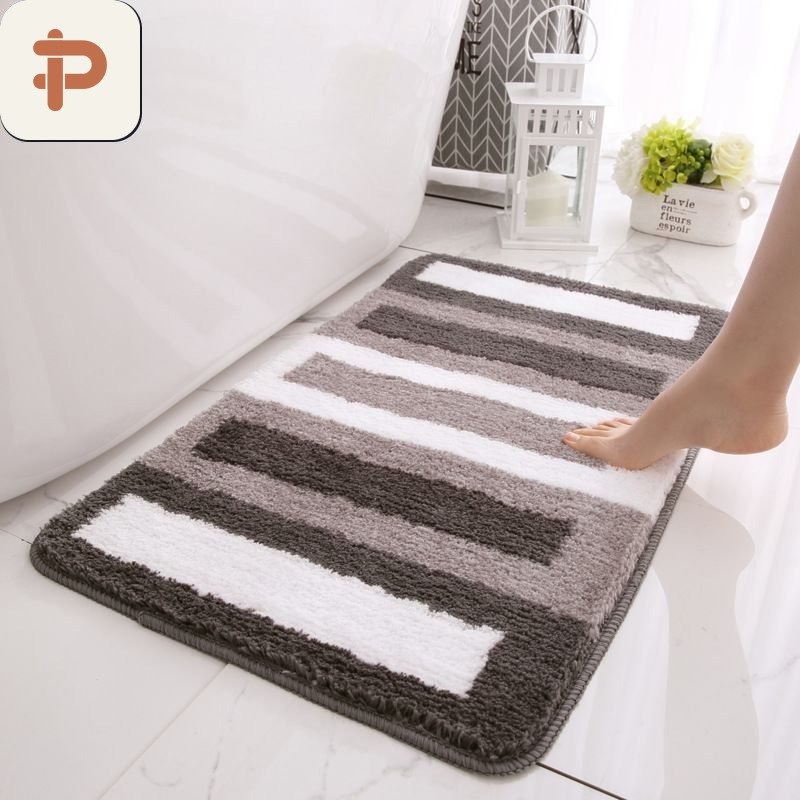 Flocked Absorbent Bath Rug, Non-Slip