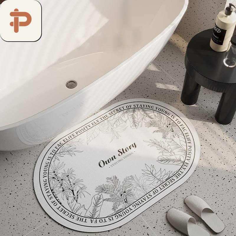 Diatomite Absorbent Bath Rug, Light Luxury