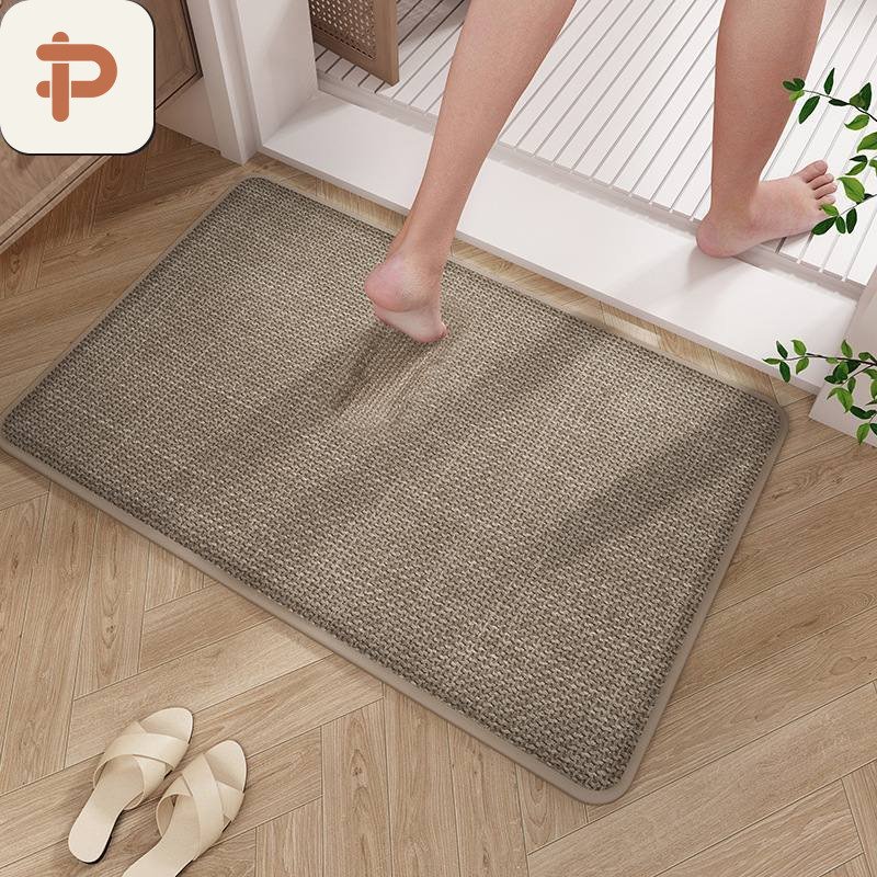 Linen-Look Absorbent Bath Rug, Basketweave, Premium