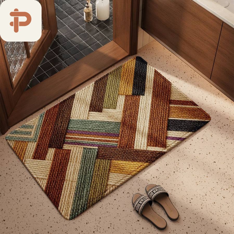 Linen-Look Absorbent Bath Mat, Basketweave