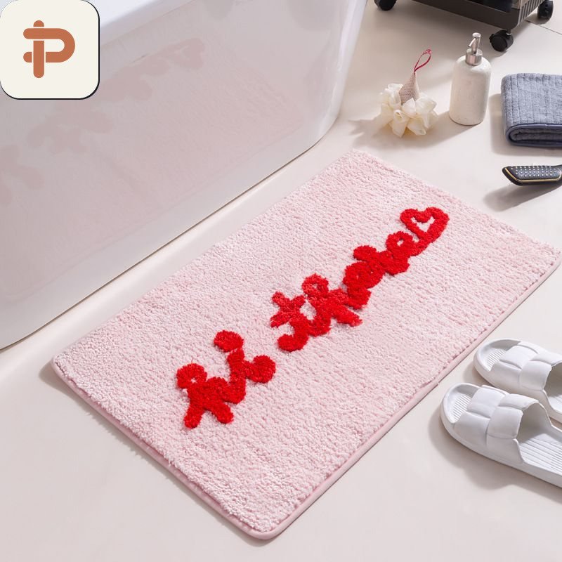 Flocked Absorbent Bath 3D Relief Mat, Lettered