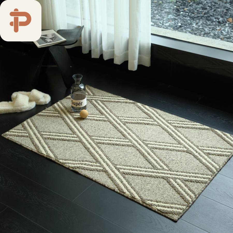 Faux Wool Entrance Rug, Light Luxury