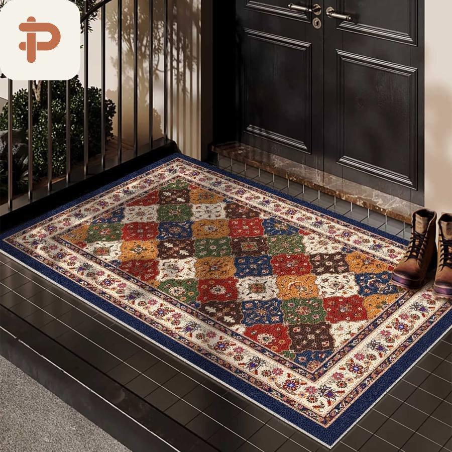 Noodle Loop Non-Slip Entrance Rug, Vintage