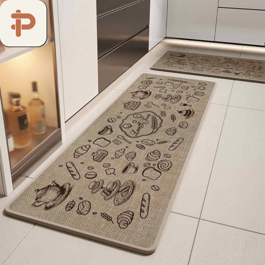 Linen-Look Absorbent Kitchen Mat