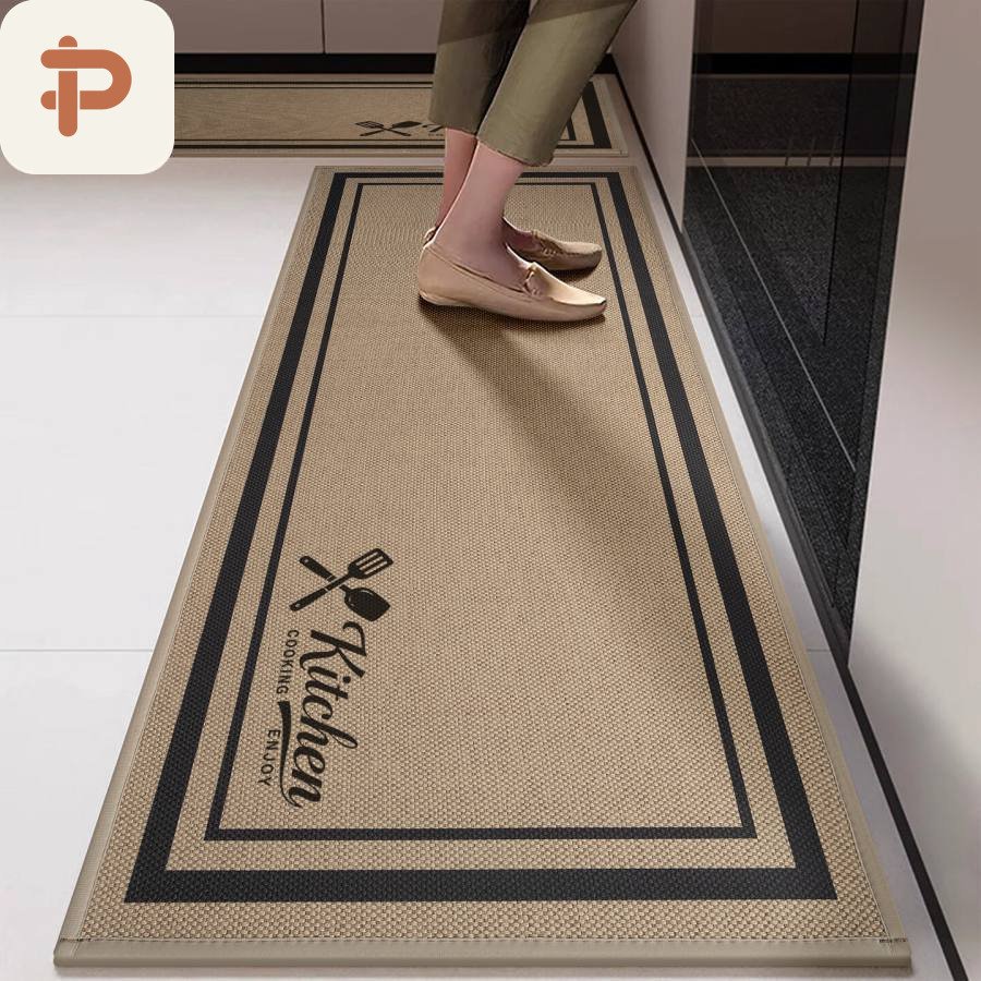 Linen-Look Wipe-Clean Kitchen Runner