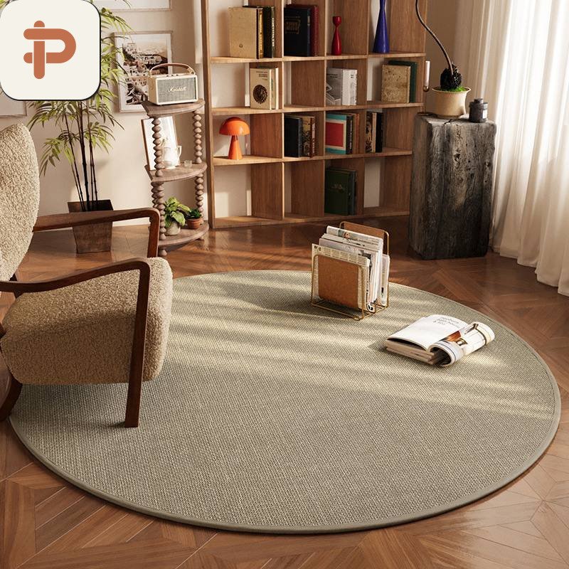 Linen-Look Non-Slip Living-Room Round Chair Pad