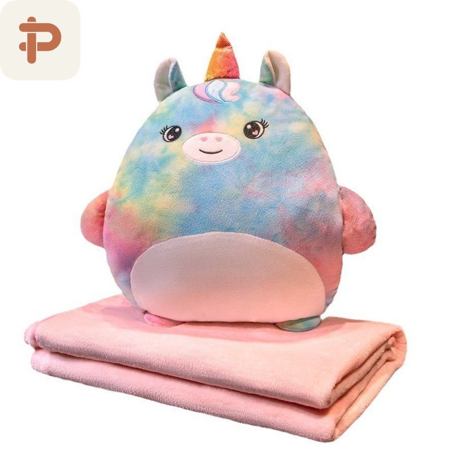 Tie-Dye Unicorn & Animal Pillow-Blanket 3-in-1