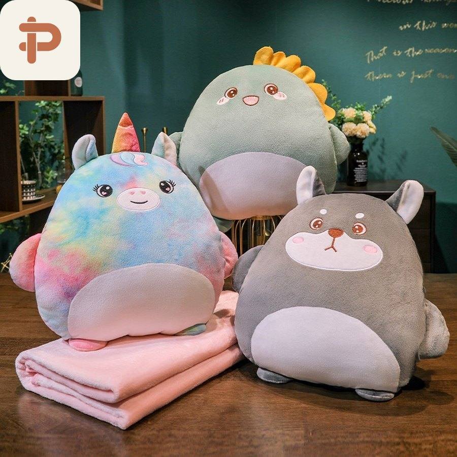 Tie-Dye Unicorn & Animal Pillow-Blanket 3-in-1