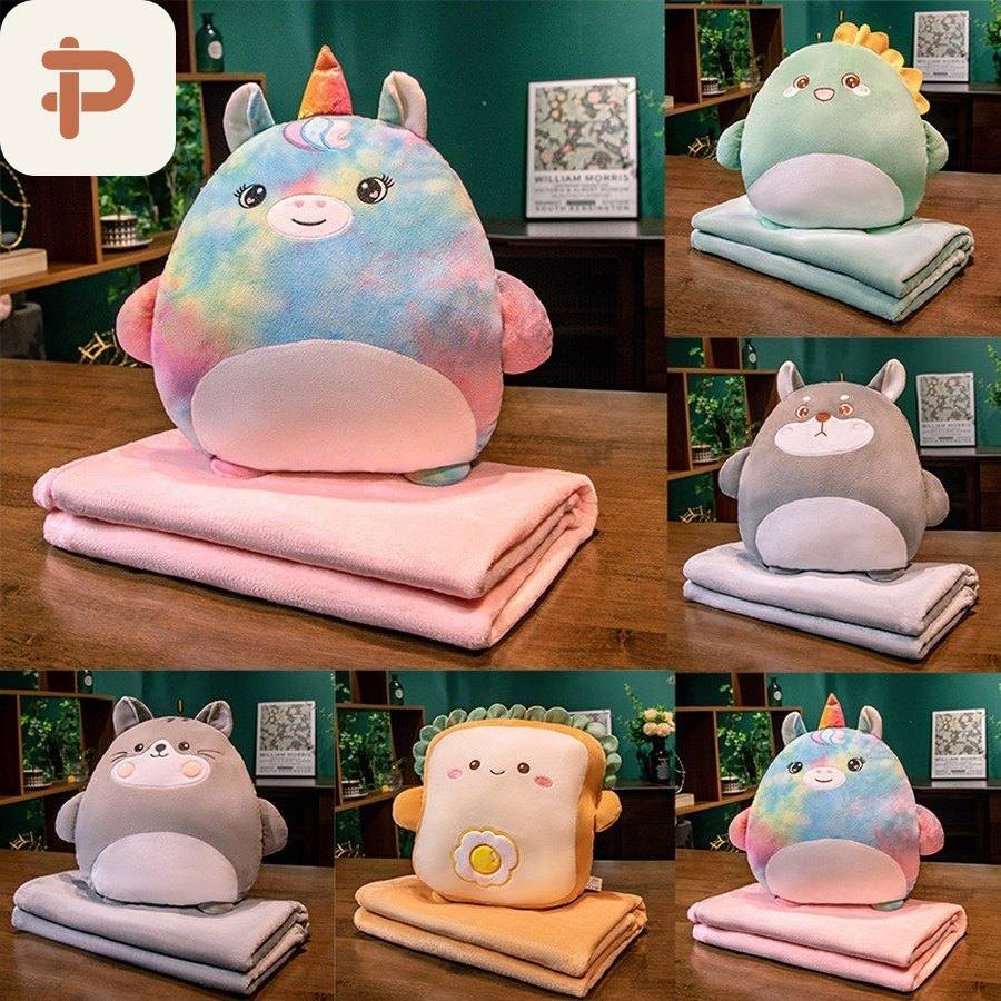 Tie-Dye Unicorn & Animal Pillow-Blanket 3-in-1