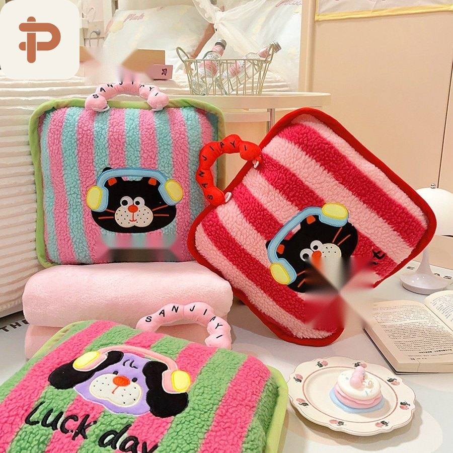 Dopamine Stripe Tote Pillow-Blanket