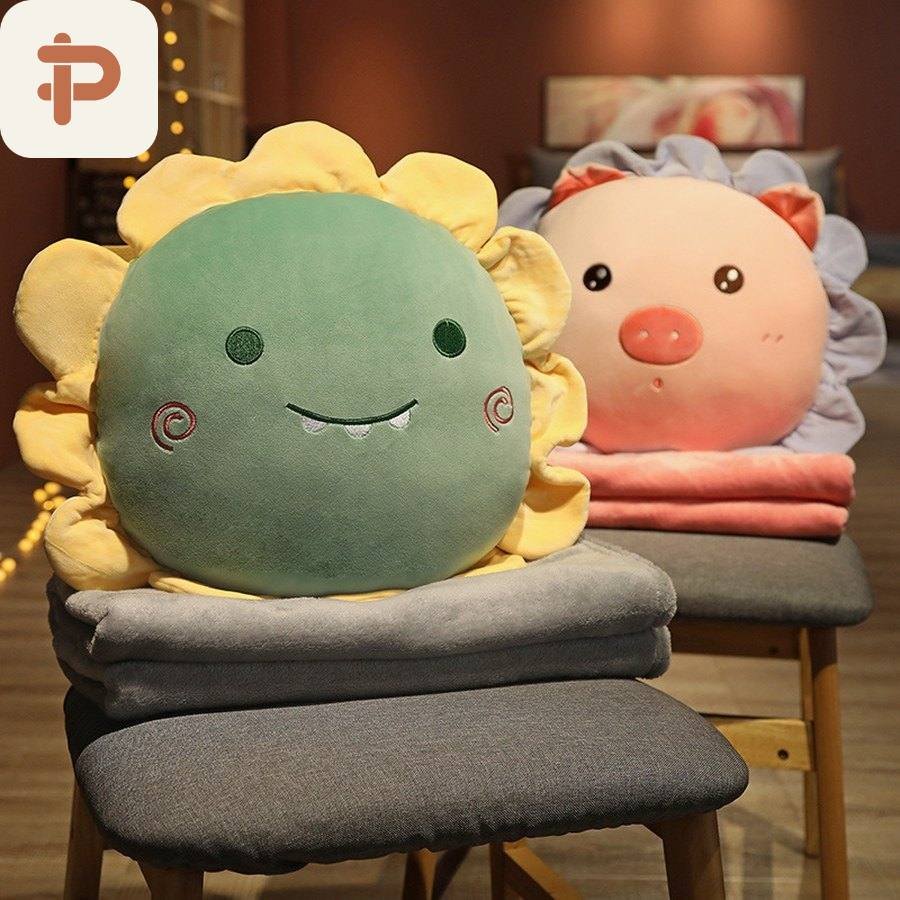 Sunflower Animal Pillow-Blanket