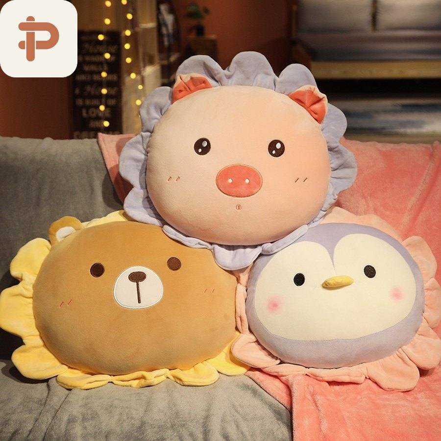 Sunflower Animal Pillow-Blanket