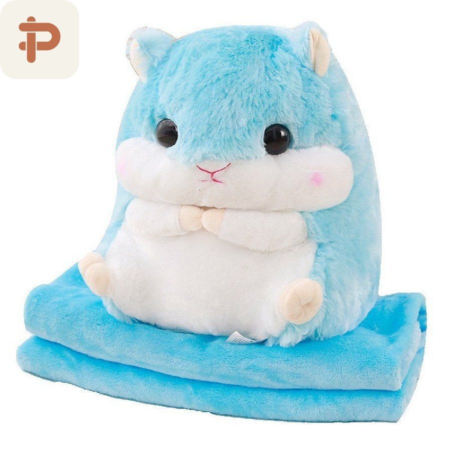 Faux-Fur Hamster & Capybara Pillow-Blanket 3-in-1