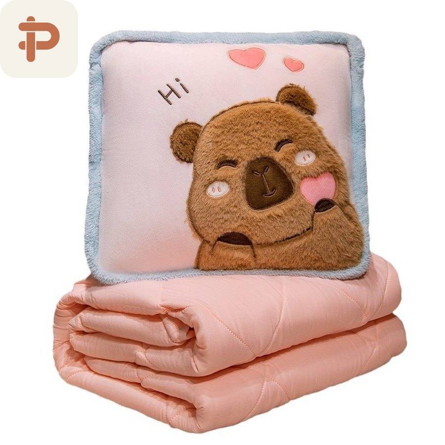 Capybara Print Pillow-Quilt 2-in-1