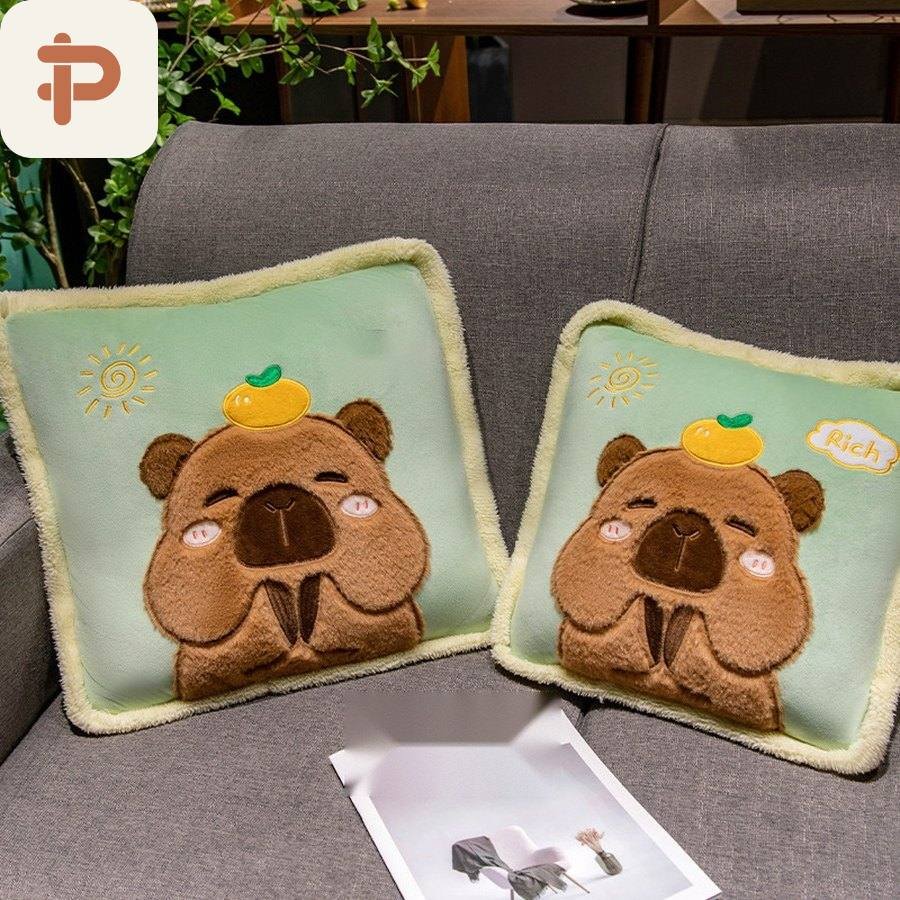 Capybara Print Pillow-Quilt 2-in-1