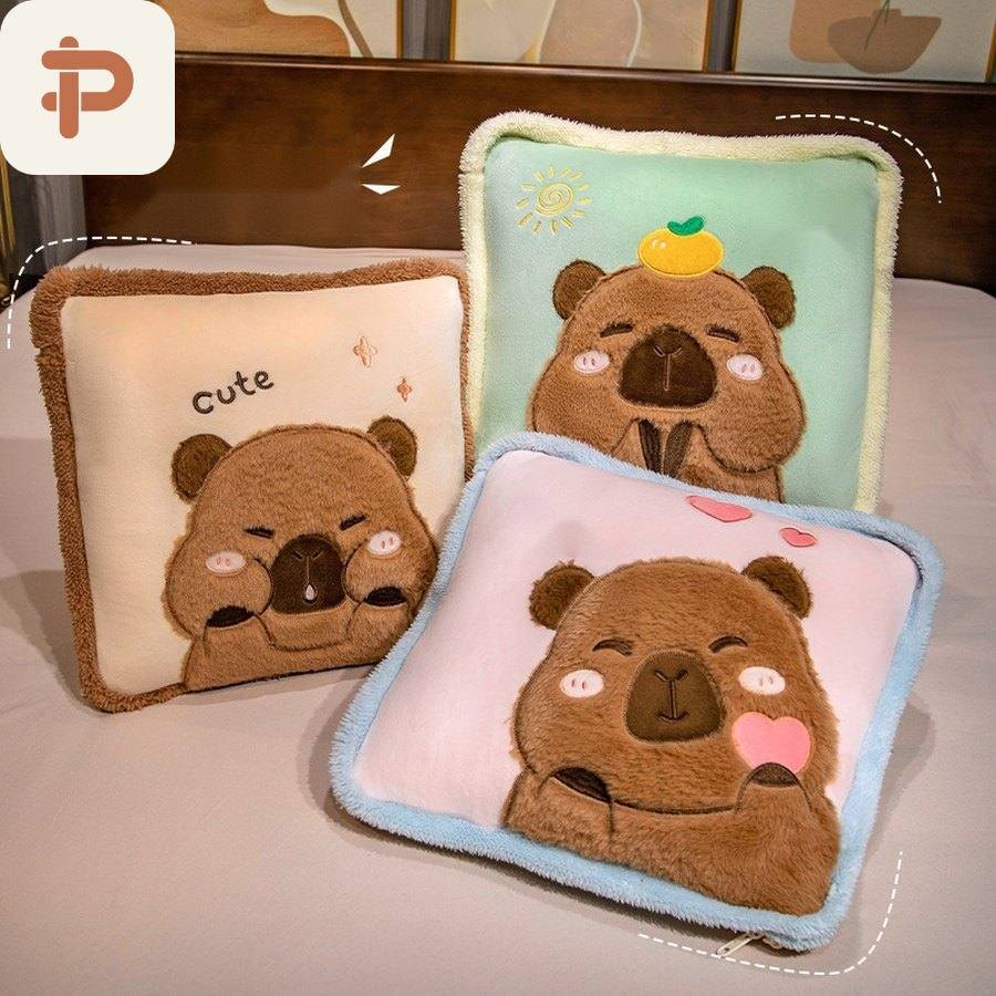 Capybara Print Pillow-Quilt 2-in-1