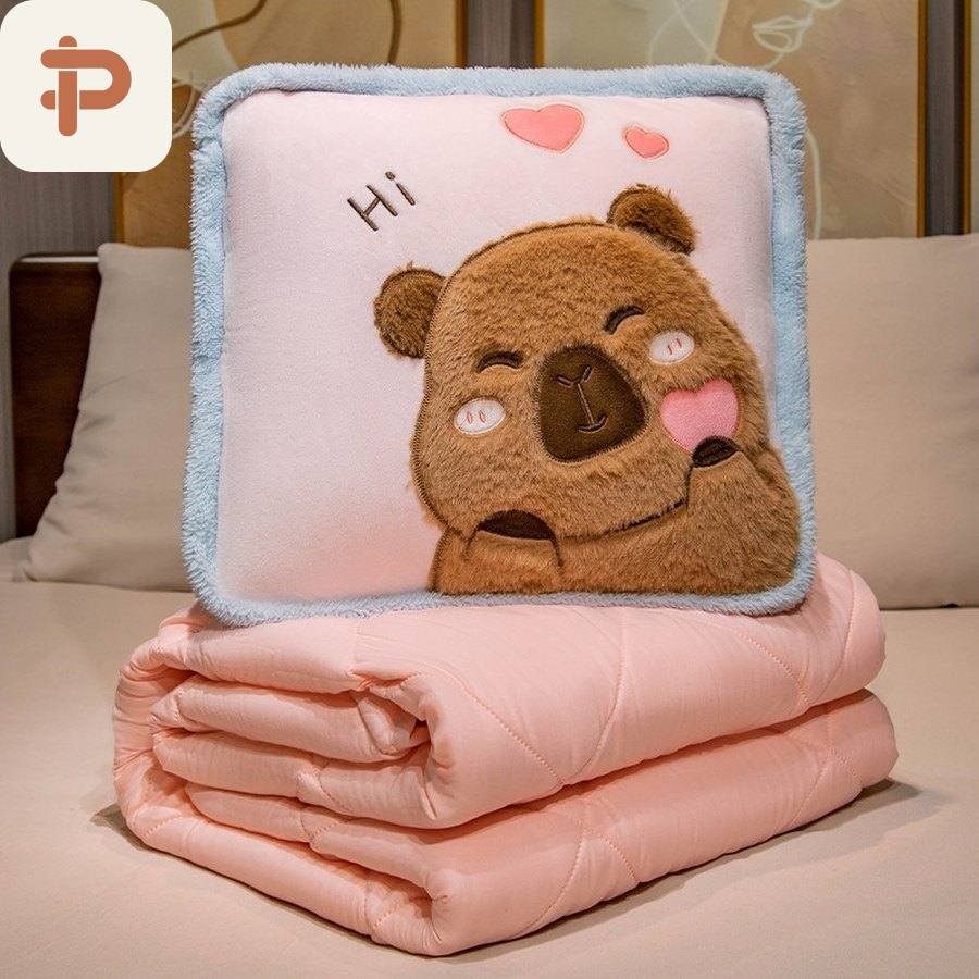 Capybara Print Pillow-Quilt 2-in-1