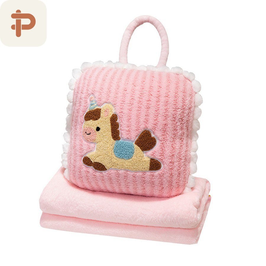 Pony Embroidered Tote Pillow-Blanket