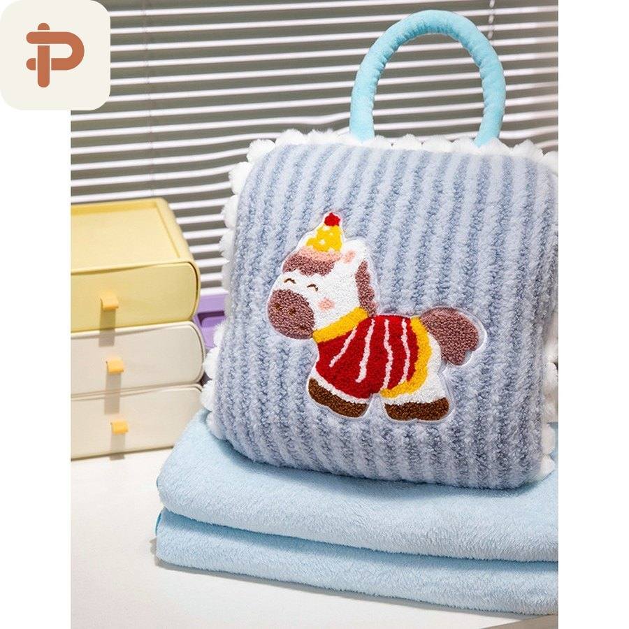 Pony Embroidered Tote Pillow-Blanket