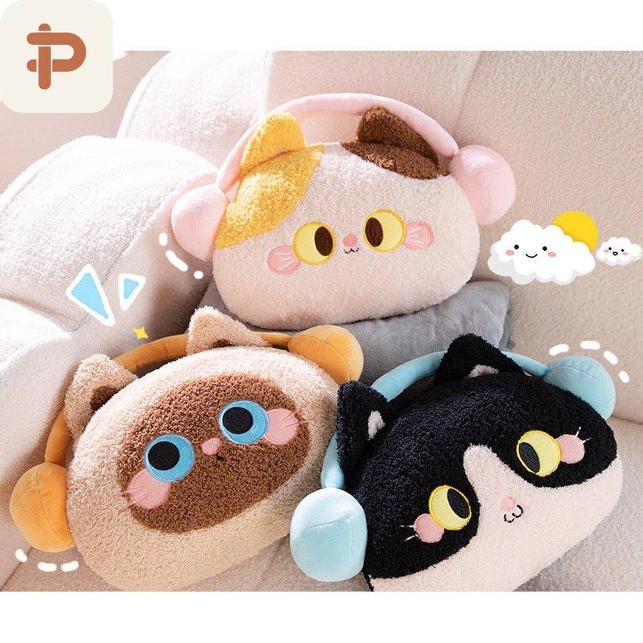 Earmuff Cat Pillow-Blanket