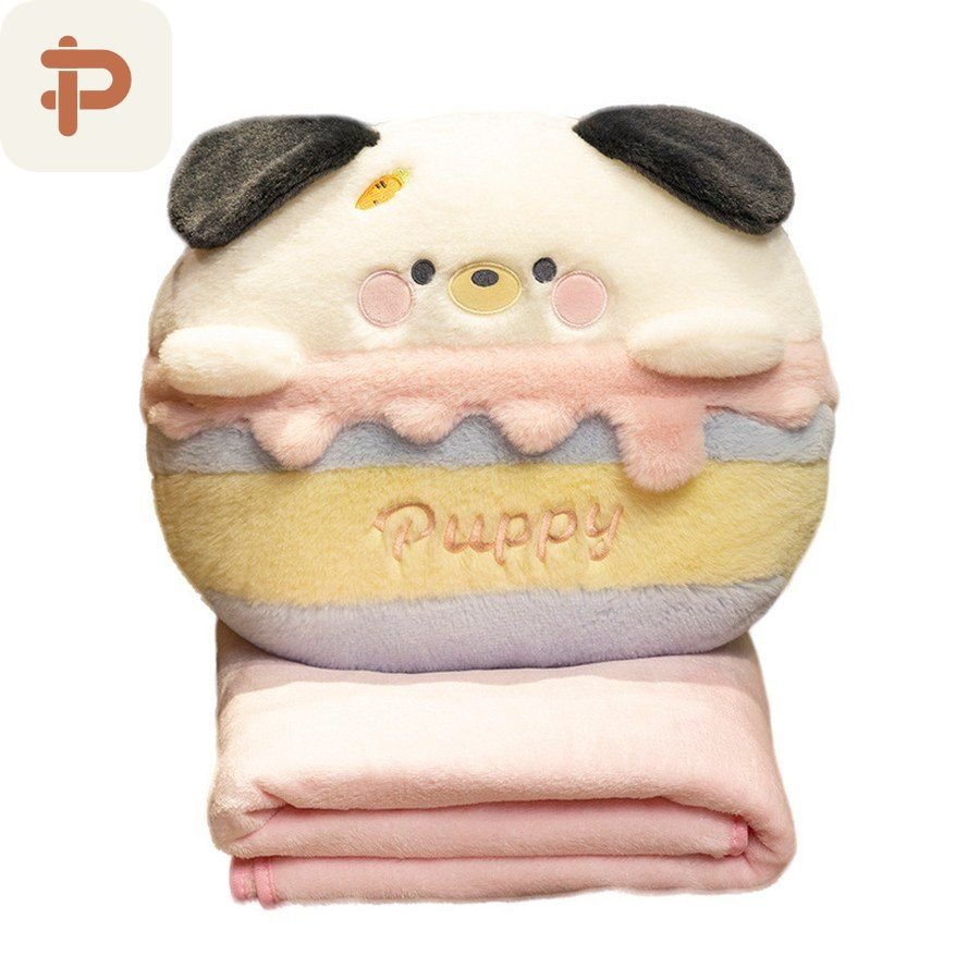 Faux-Fur Cake Animal Pillow-Blanket
