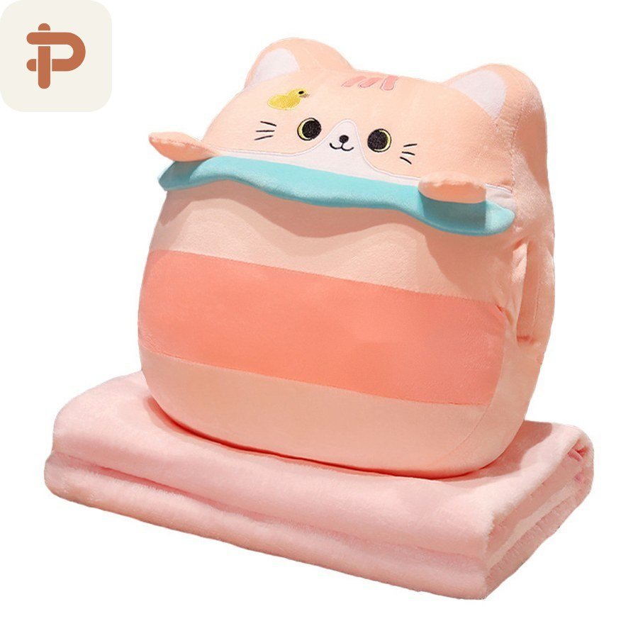 Cat Face Pillow-Blanket 3-in-1