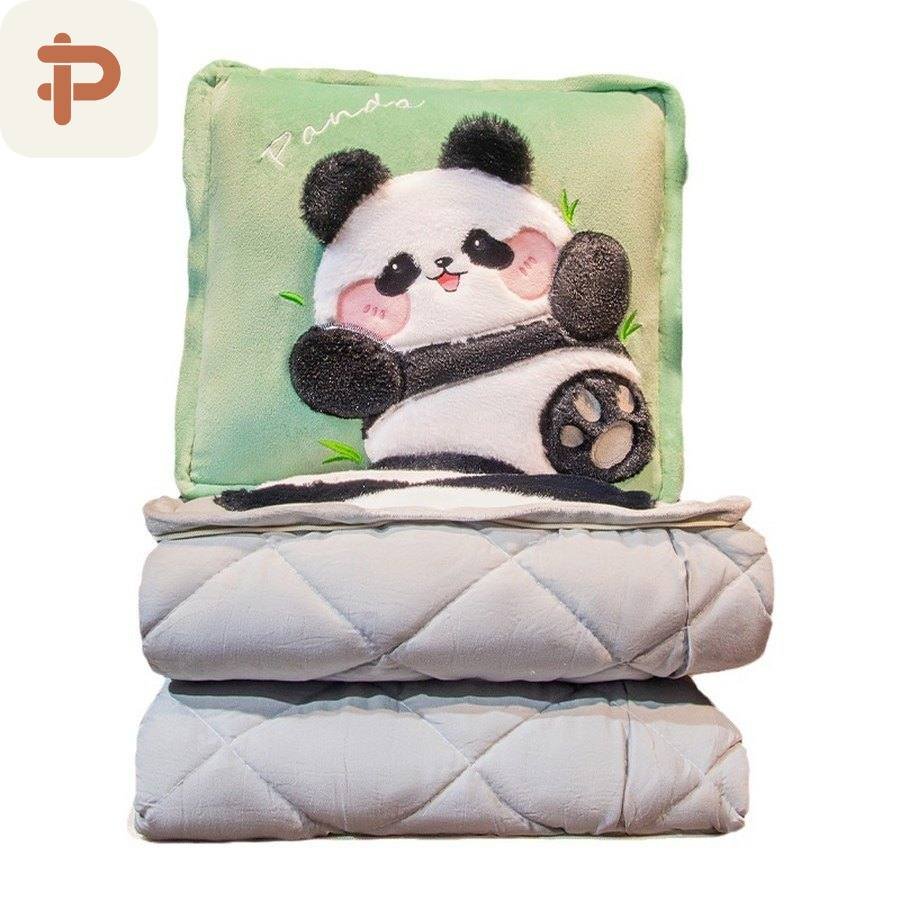 Embroidered Panda Pillow-Quilt, 2 Sizes