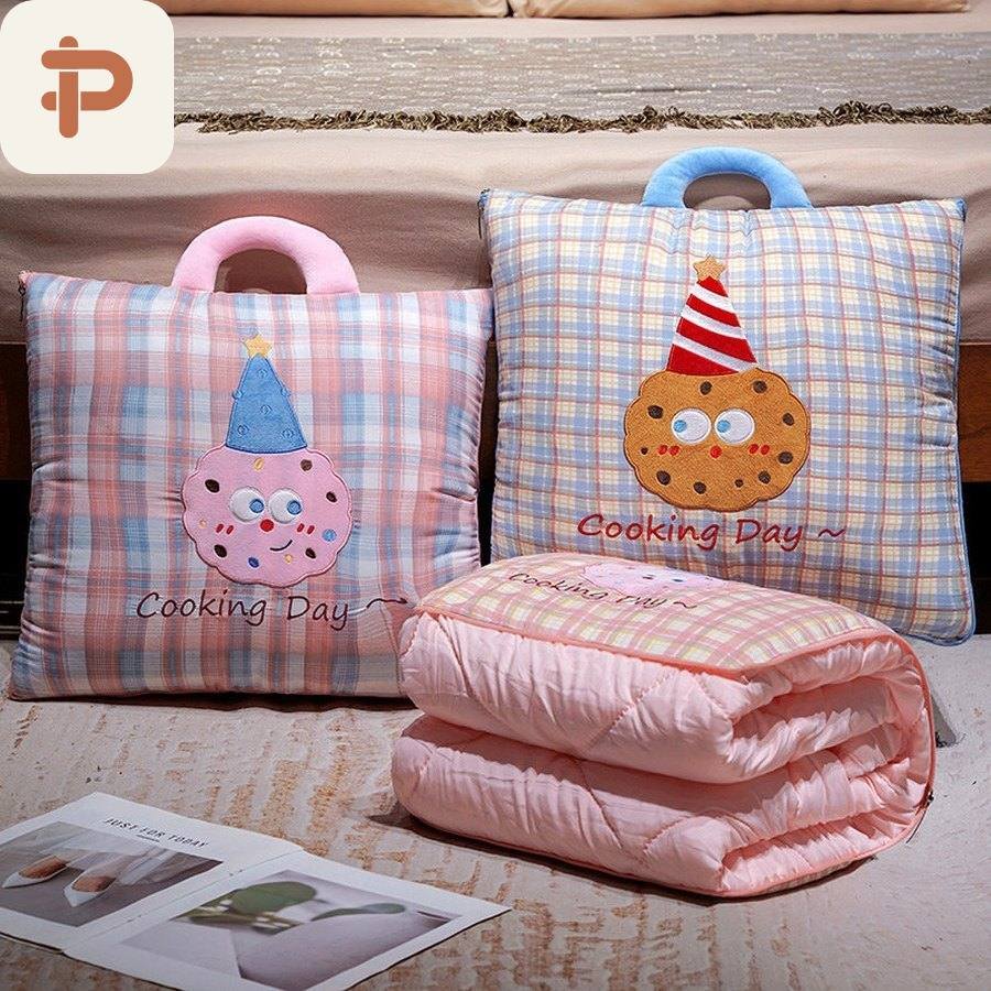 Plaid Cookie Tote Pillow-Quilt, 2 Sizes