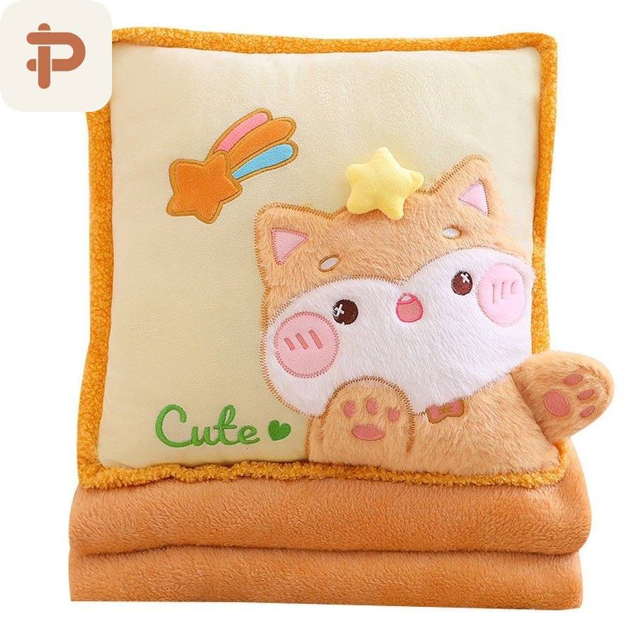 Embroidered Animal Square Pillow-Quilt