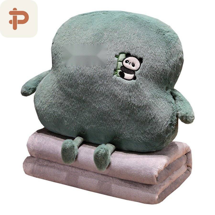 Faux-Fur Toast Animal Hand-Warmer Pillow-Blanket