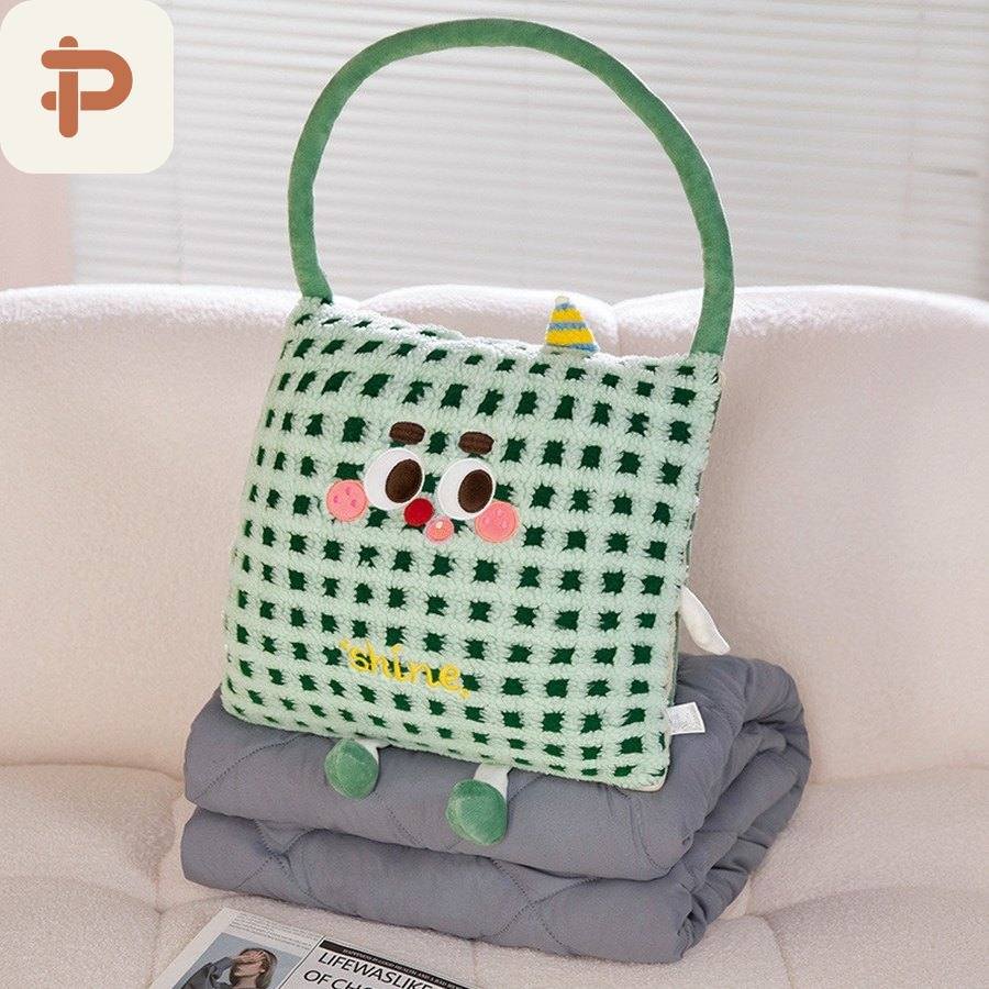 Gingham Monster Tote Pillow-Quilt