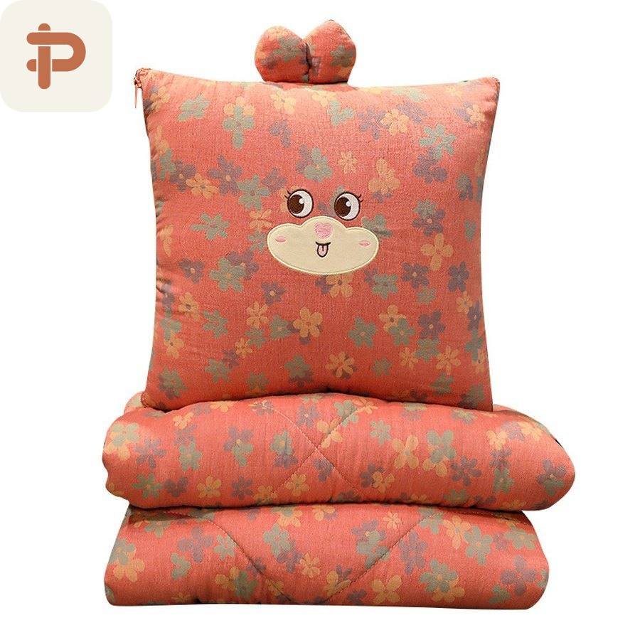 Cotton-Gauze Jacquard Pillow-Quilt 2-in-1