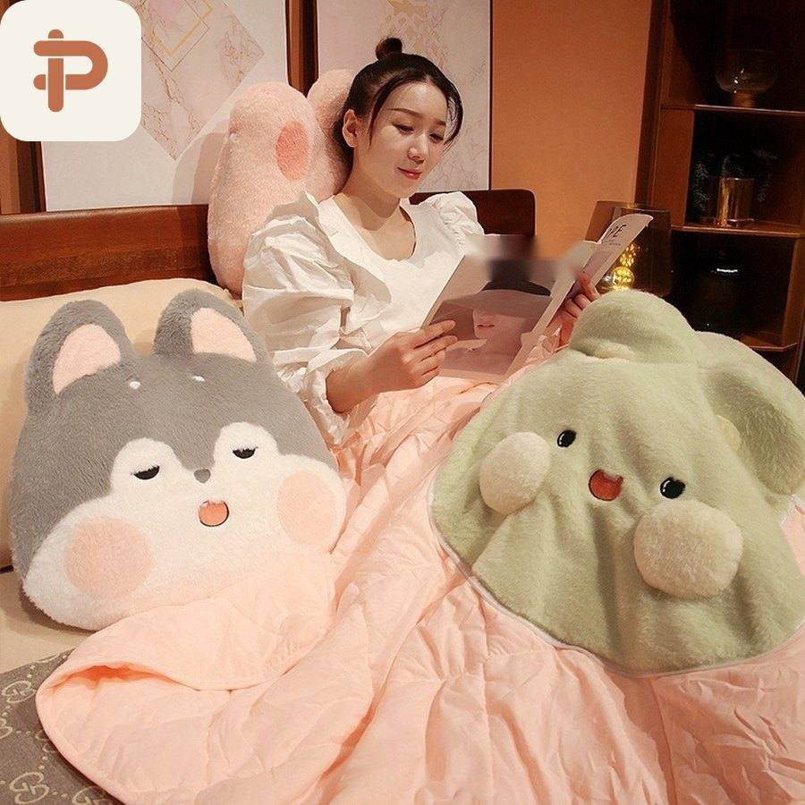 Bunny, Fox & Husky Pillow-Quilt, 2 Sizes