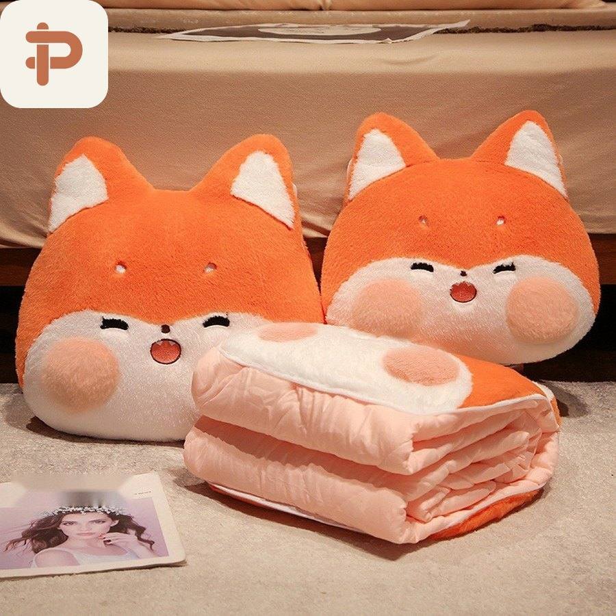 Bunny, Fox & Husky Pillow-Quilt, 2 Sizes