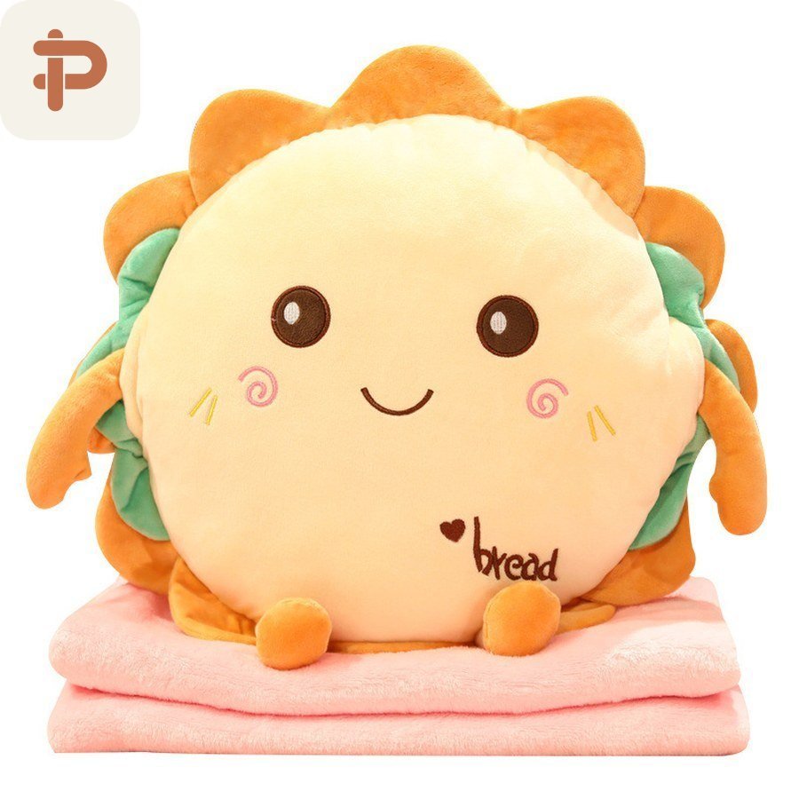 Sunflower Bread Face Pillow-Blanket 3-in-1