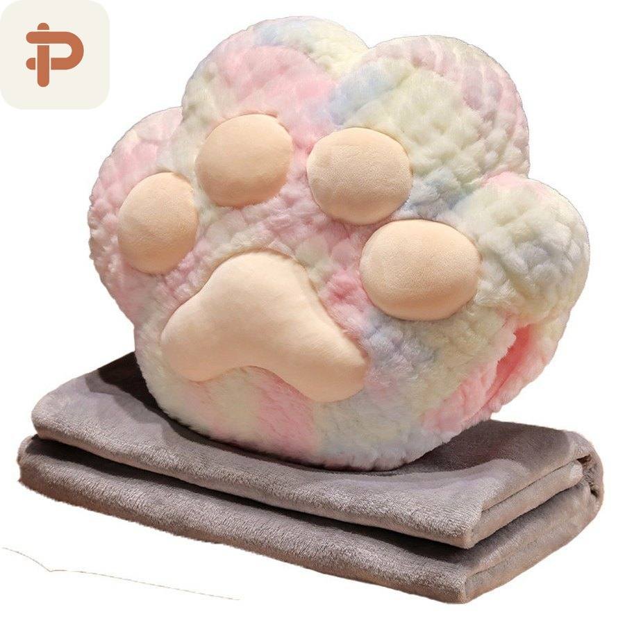 Tie-Dye Cat Paw Pillow-Blanket 3-in-1
