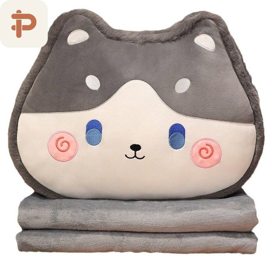 Cat Face Hand-Warmer Pillow-Blanket