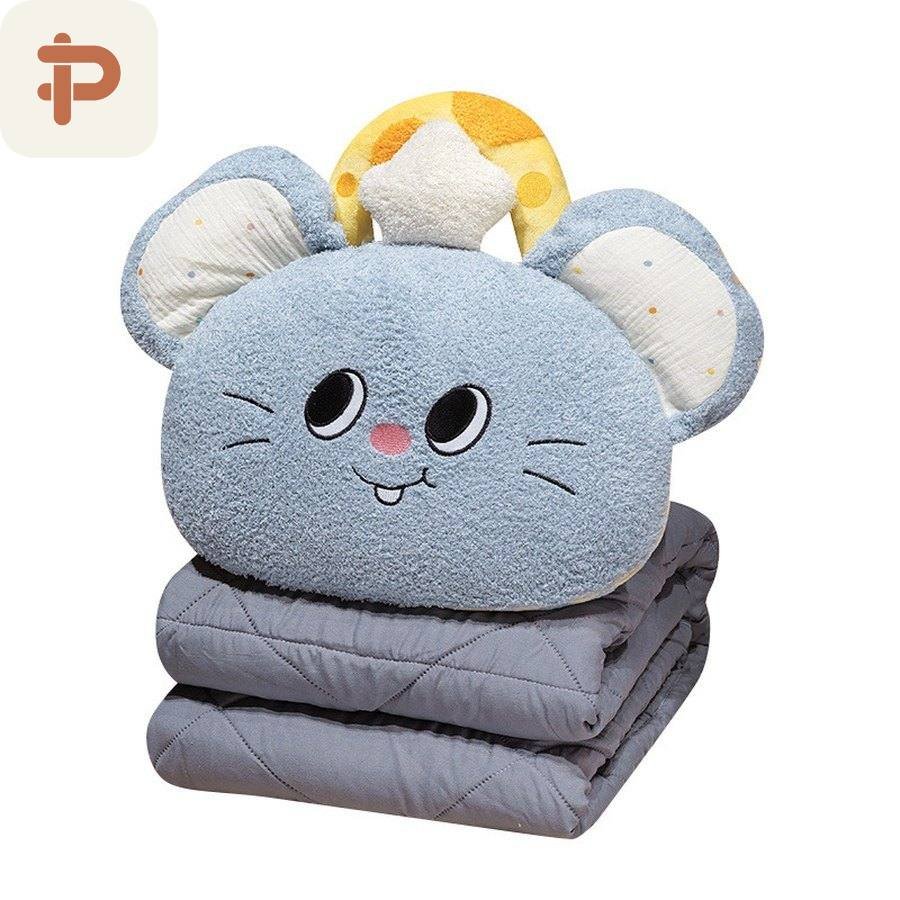 Mouse & Lamb Pillow-Quilt 2-in-1
