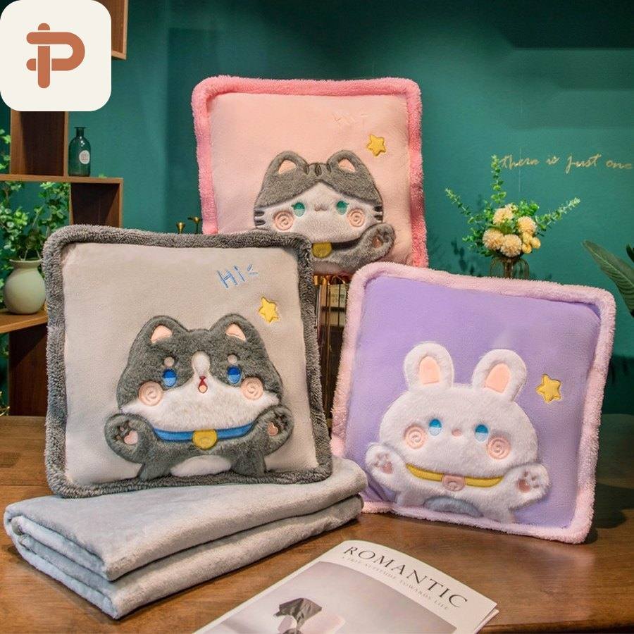 Animal Face Square Pillow-Blanket 3-in-1