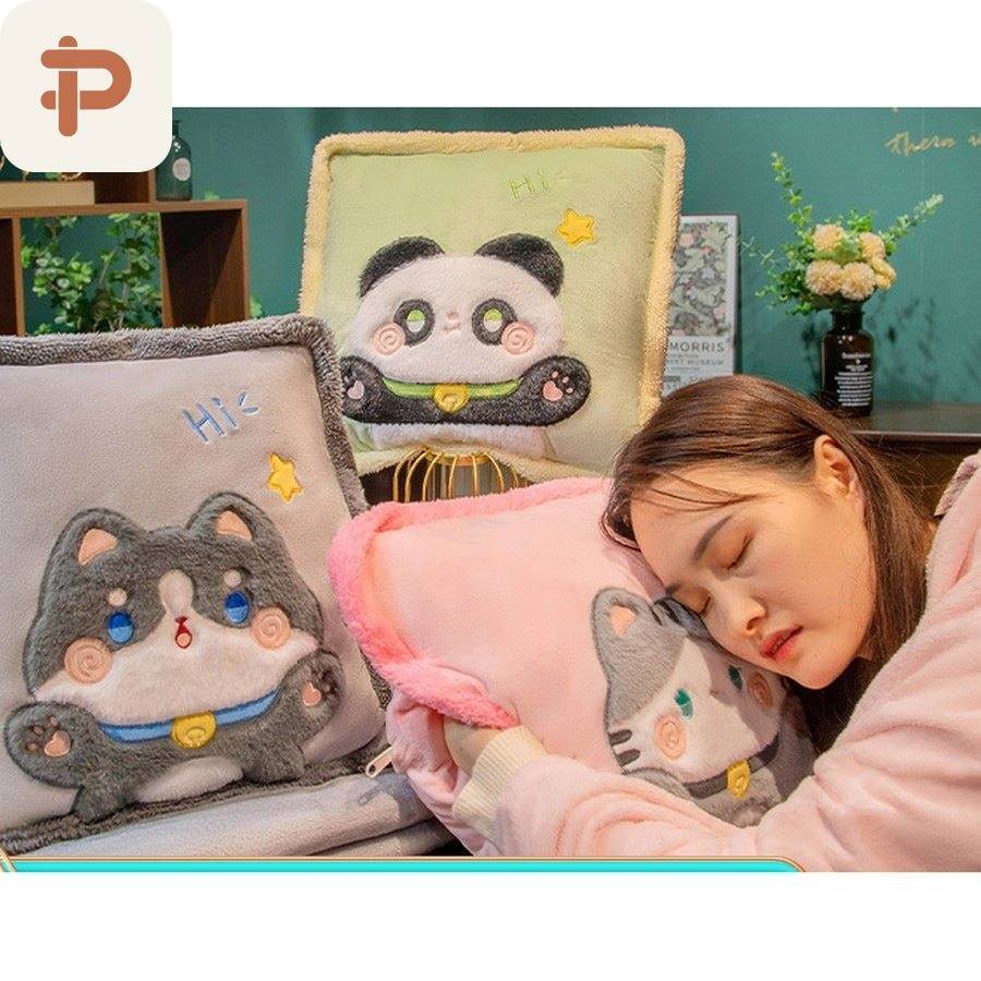 Animal Face Square Pillow-Blanket 3-in-1