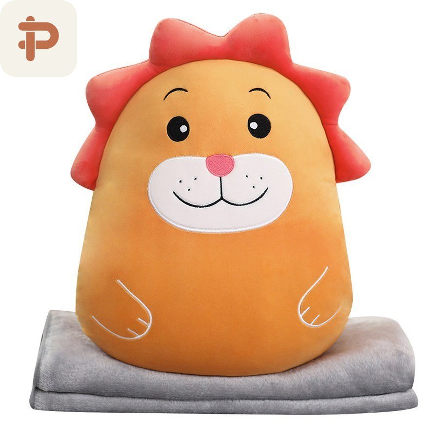 Animal Hand-Warmer Pillow-Blanket 3-in-1