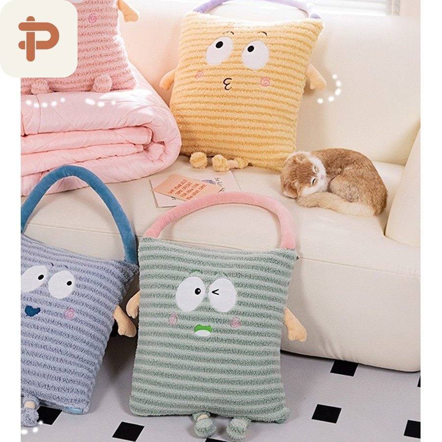 Striped Big-Eye Tote Pillow-Quilt, 2 Sizes