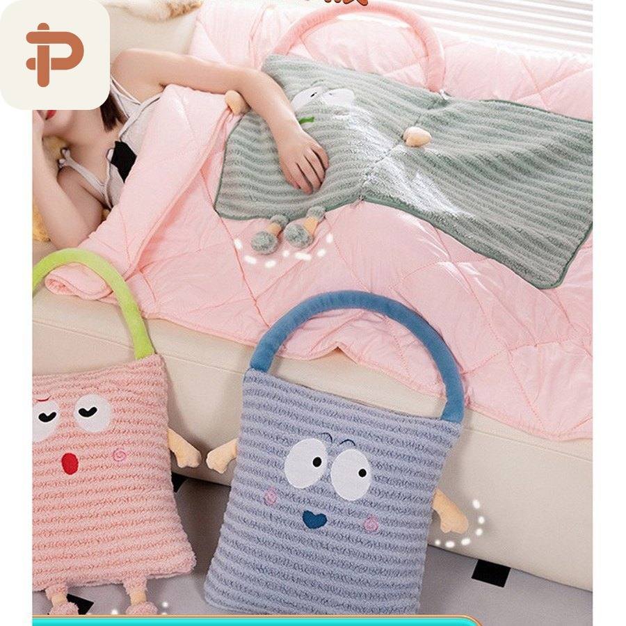 Striped Big-Eye Tote Pillow-Quilt, 2 Sizes