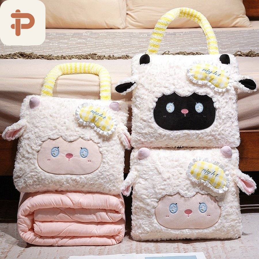 Sheep Tote Pillow-Quilt 2-in-1