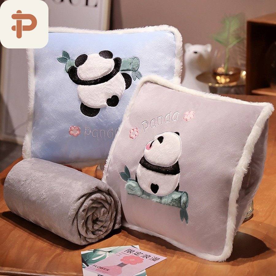Panda Silhouette Pillow-Blanket 3-in-1