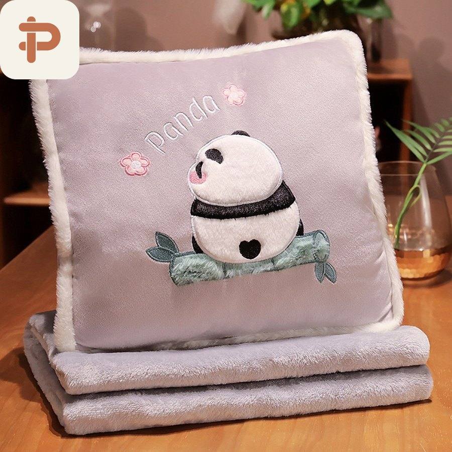 Panda Silhouette Pillow-Blanket 3-in-1