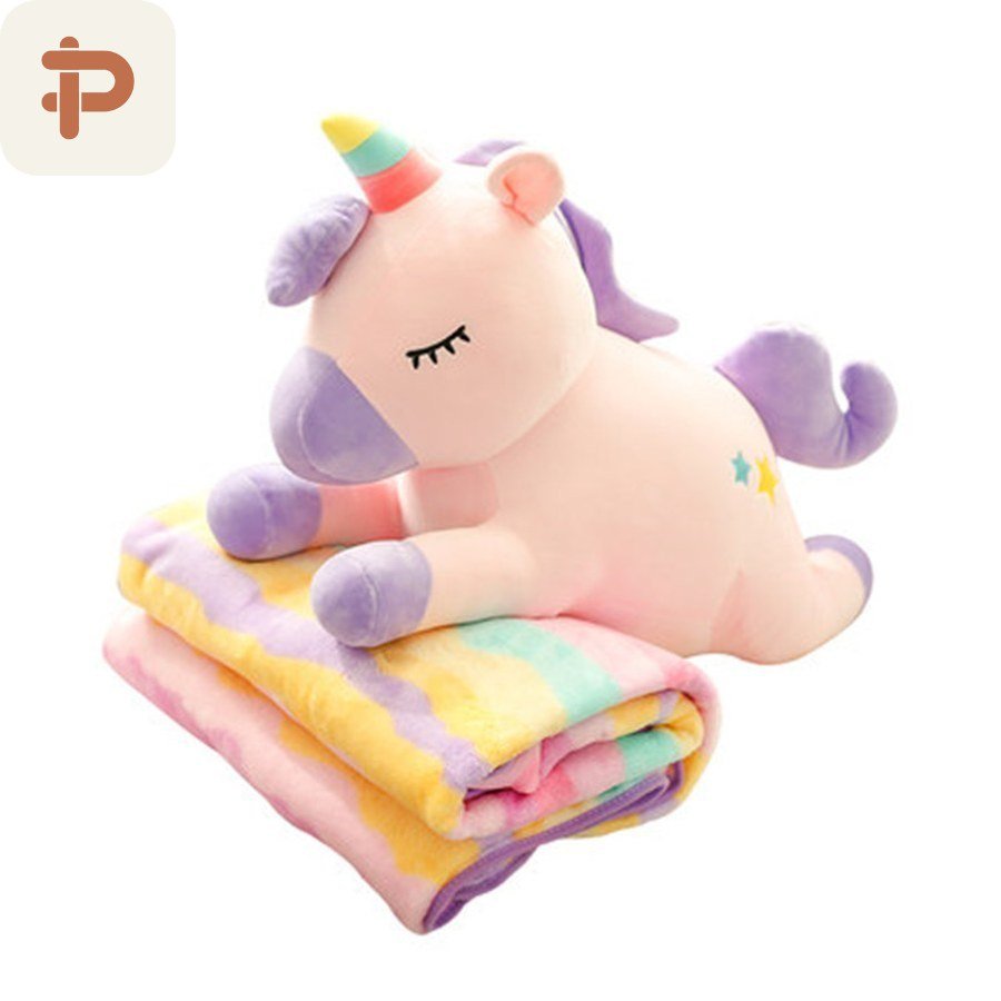 Unicorn Plush Toy & Blanket 2-in-1
