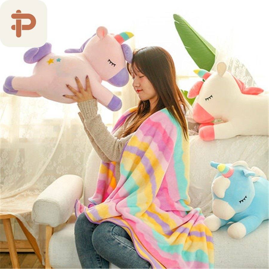 Unicorn Plush Toy & Blanket 2-in-1